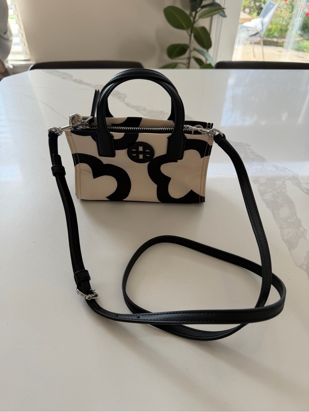 Tory Burch Ella Nylon Mini Tote Crossbody Bag Purse in French Cream Never Used
